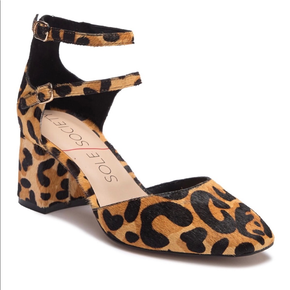 Sole Society Selby Leopard Double Strap Pump Sz 6
